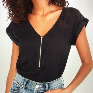 Silky Zip Front Tee